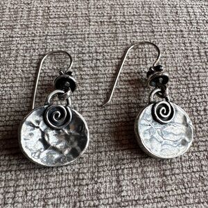 Oxidized Sterling Silver Hammered Earrings
